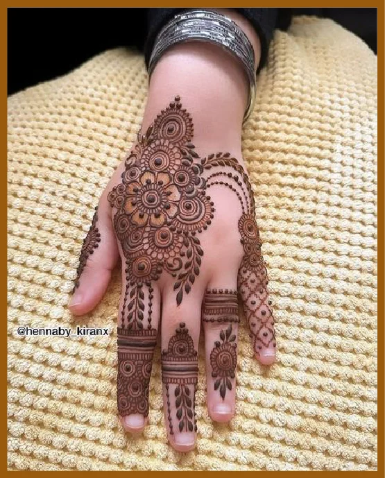 Dotted Chains With Floral Pattern In Modern Back Hand Mehndi Design